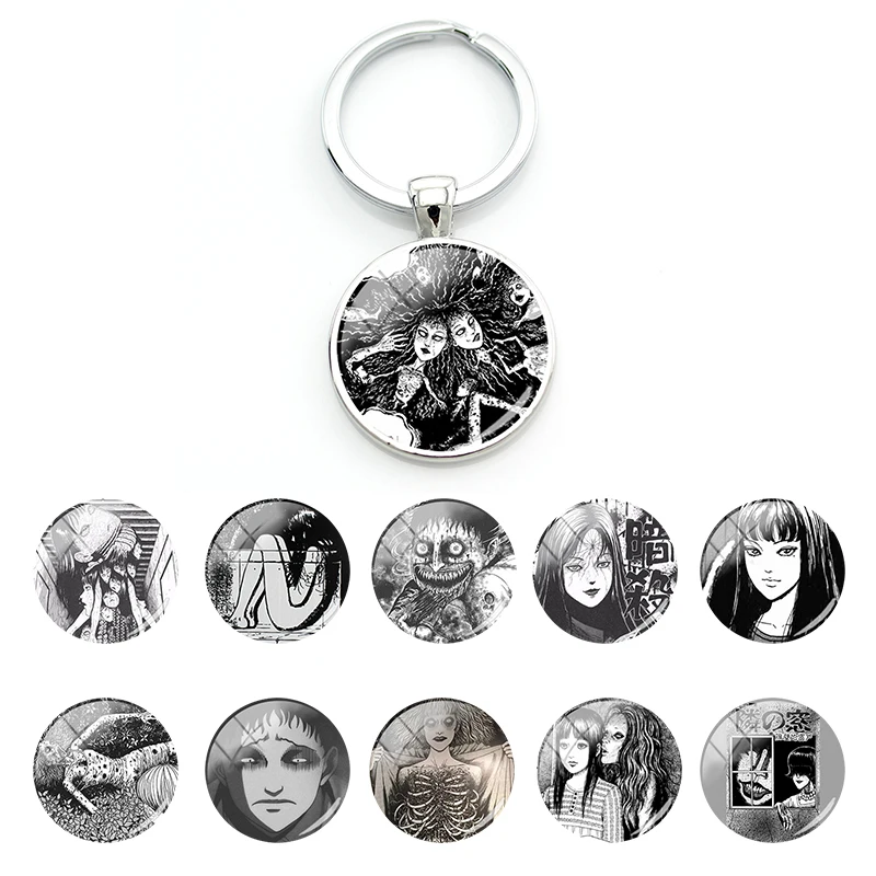 TAFREE Animation Junji Ito Tomie Shintaro Kago Graphic Hipster Glass Cabochon Pendant Keyrings Gifts Jewelry Hot Fashion JM42-25