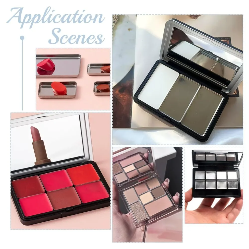 80pcs Empty Metal Pans 4 Size Aluminum Empty Eyeshadow Pans Rectangle Lipstick Palette for Makeup Cosmetic 0.7~1x0.3~0.7 Inch