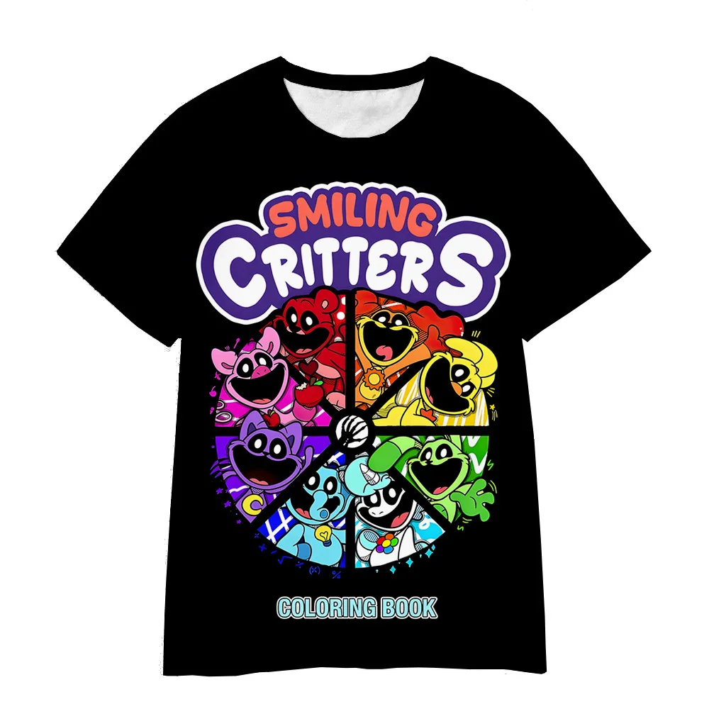 2024 New Children\'s T-shirt Smiling Critters 3d Printed Charming Short Sleeve Boys and Girls Top Street Shirt Fashion Clothing