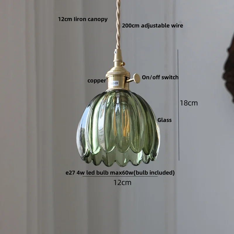 IWHD Nordic Moderne LED Hanglampen Koffie Woonkamer Balkon Groen Glas Koperen Knop Schakelaar Hangende Lichtarmatuur Luminaira