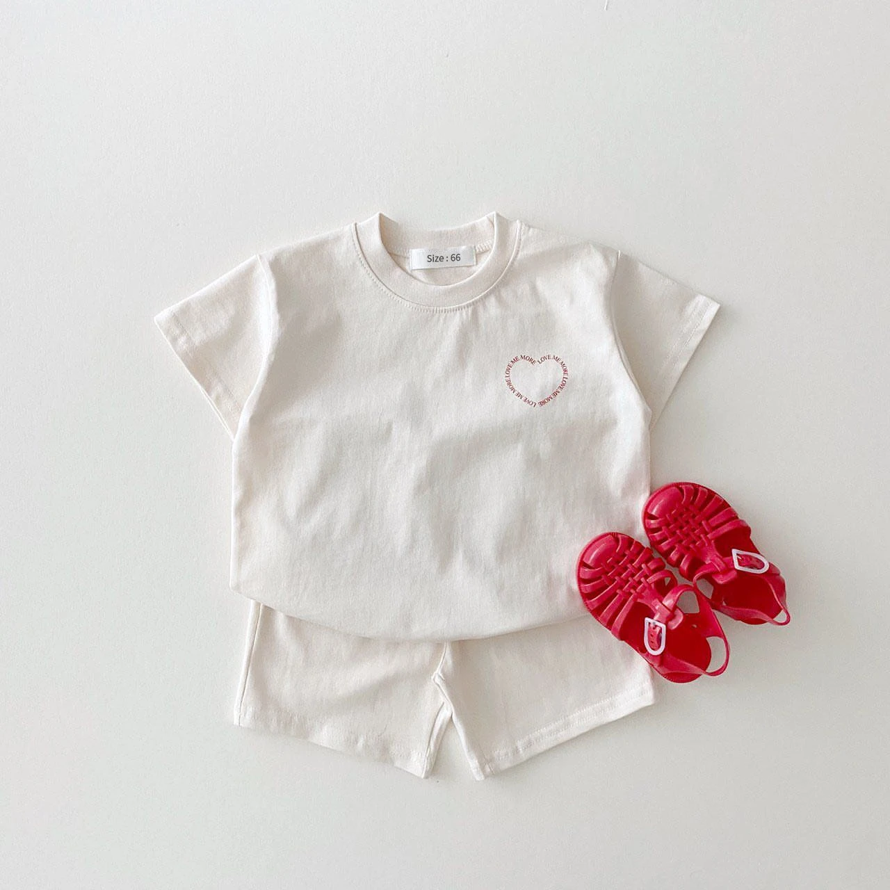 Ensemble T-shirt et short à manches courtes pour bébé fille et garçon, tenue d\'été basique et mignonne avec couture pour documents, 2 pièces