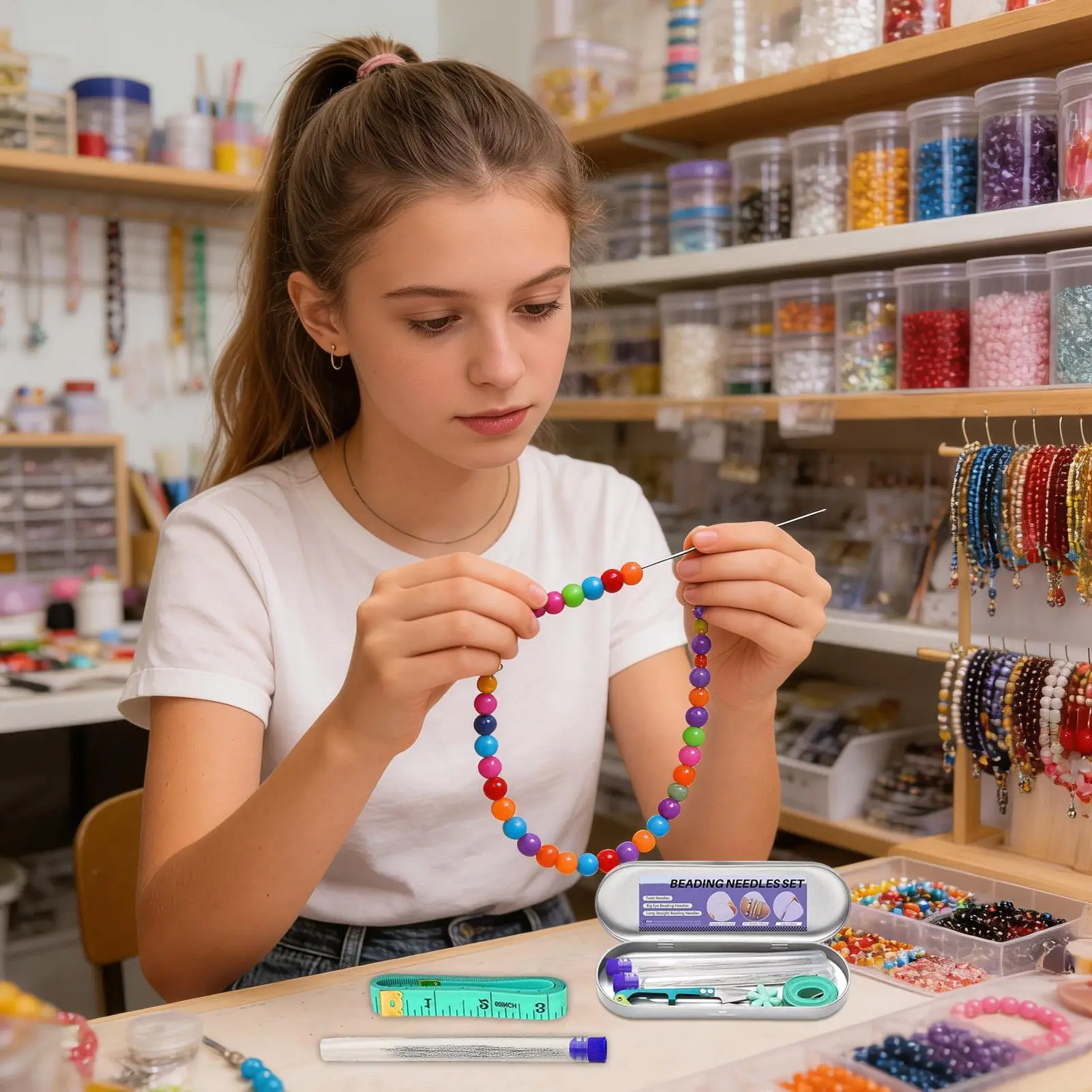 

Beading Needles 102 Pieces Bracelet Crafts Making Tools Bead Embroidery Needles for Embroidery Sewing Knitting Crochet Quilting