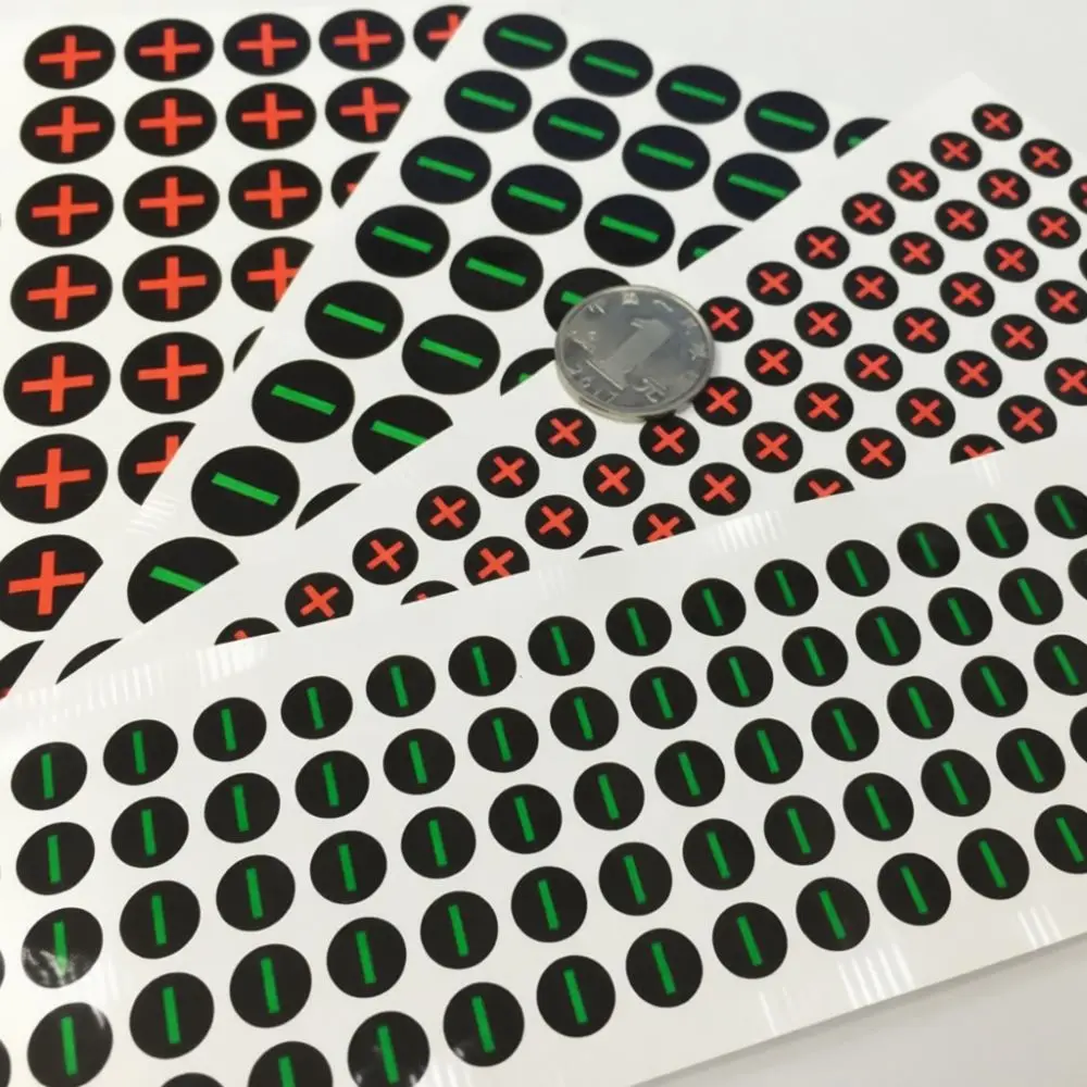Safety Battery Polarity Labels Plus Minus Symbol Stickers Self Adhesive Waterproof Tags For Electronic Power Supplies