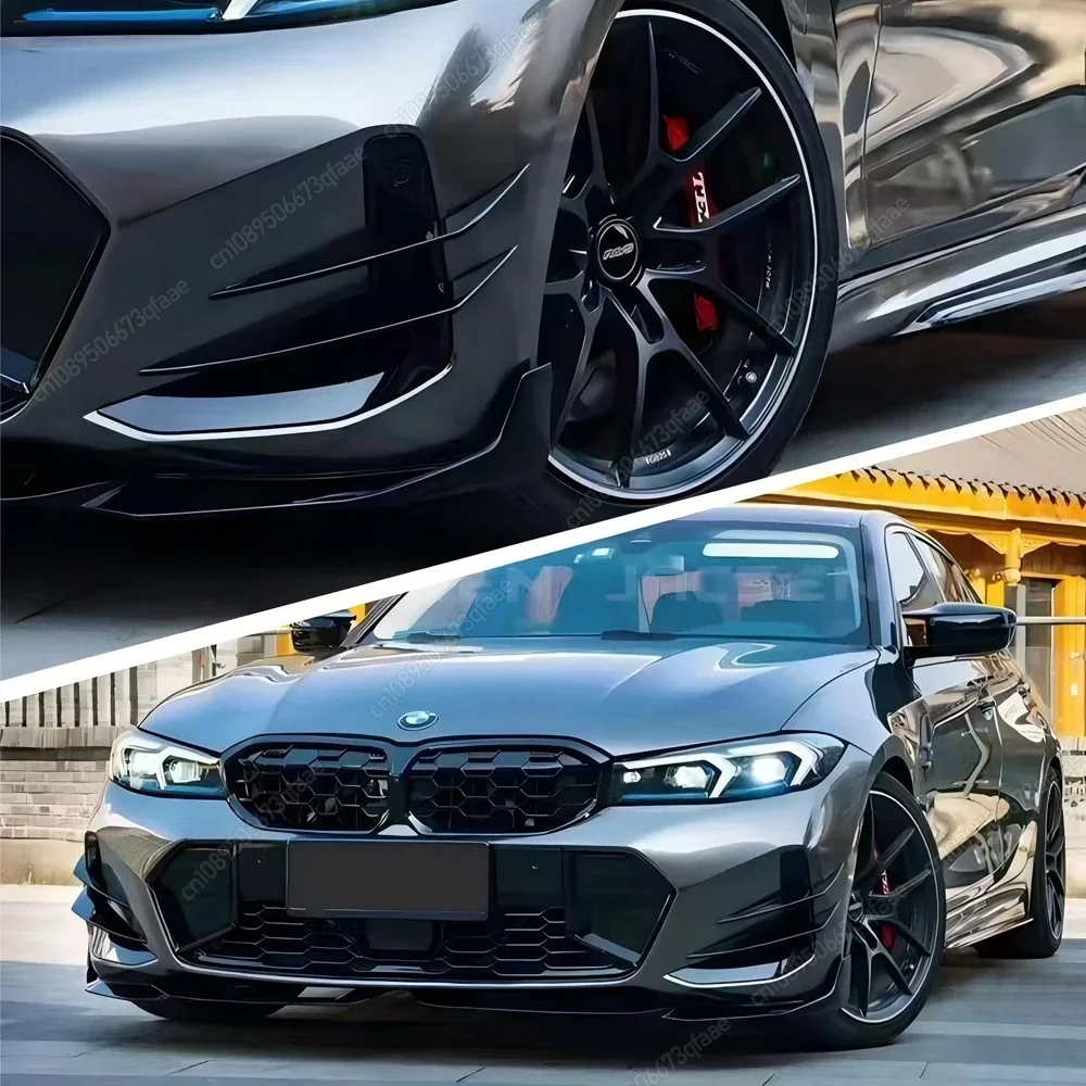 

4Pcs For BMW G20 G21 318i 320i 330i M340i 2022-2025+ LCI M-Sport Front Bumper Canards Front Lip Spoiler Splitter Trim Sticker