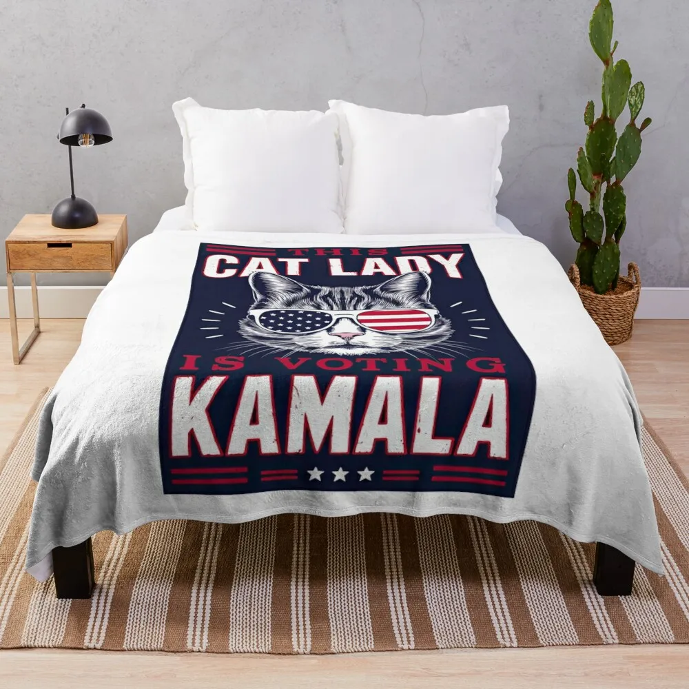 

This Cat Lady Is Voting Kamala Throw Blanket Winter beds Multi-Purpose Furrys Blankets