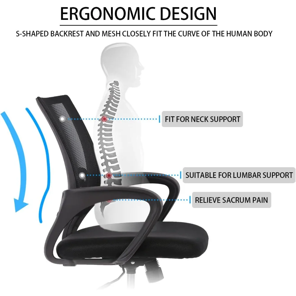 

Home Office Chair, Ergonomic Desk Chair, Mesh Computer Chair with Lumbar Support Armrest Executive Rolling Swivel Desk Chairs