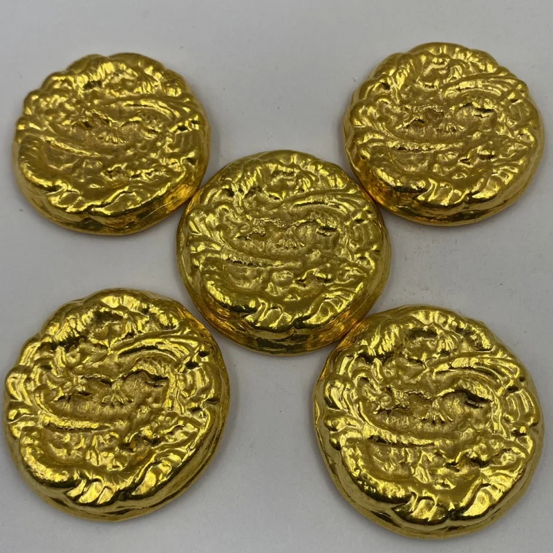 Antique Coin Gold Coin Copper Gold Coin Qing Dynasty Five Emperors Single Dragon Gold Cake Gold Ingot Film and Television Props