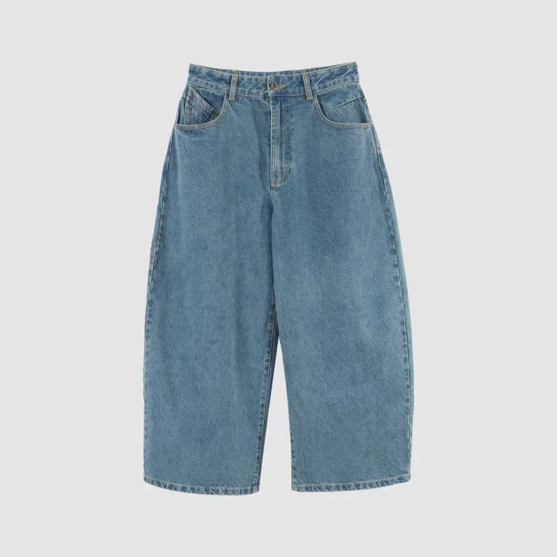 

2026 Spring/Summer New Style - High-waisted Simple and Versatile Curved Knife Casual Nine-Piece Denim Pants for Women
