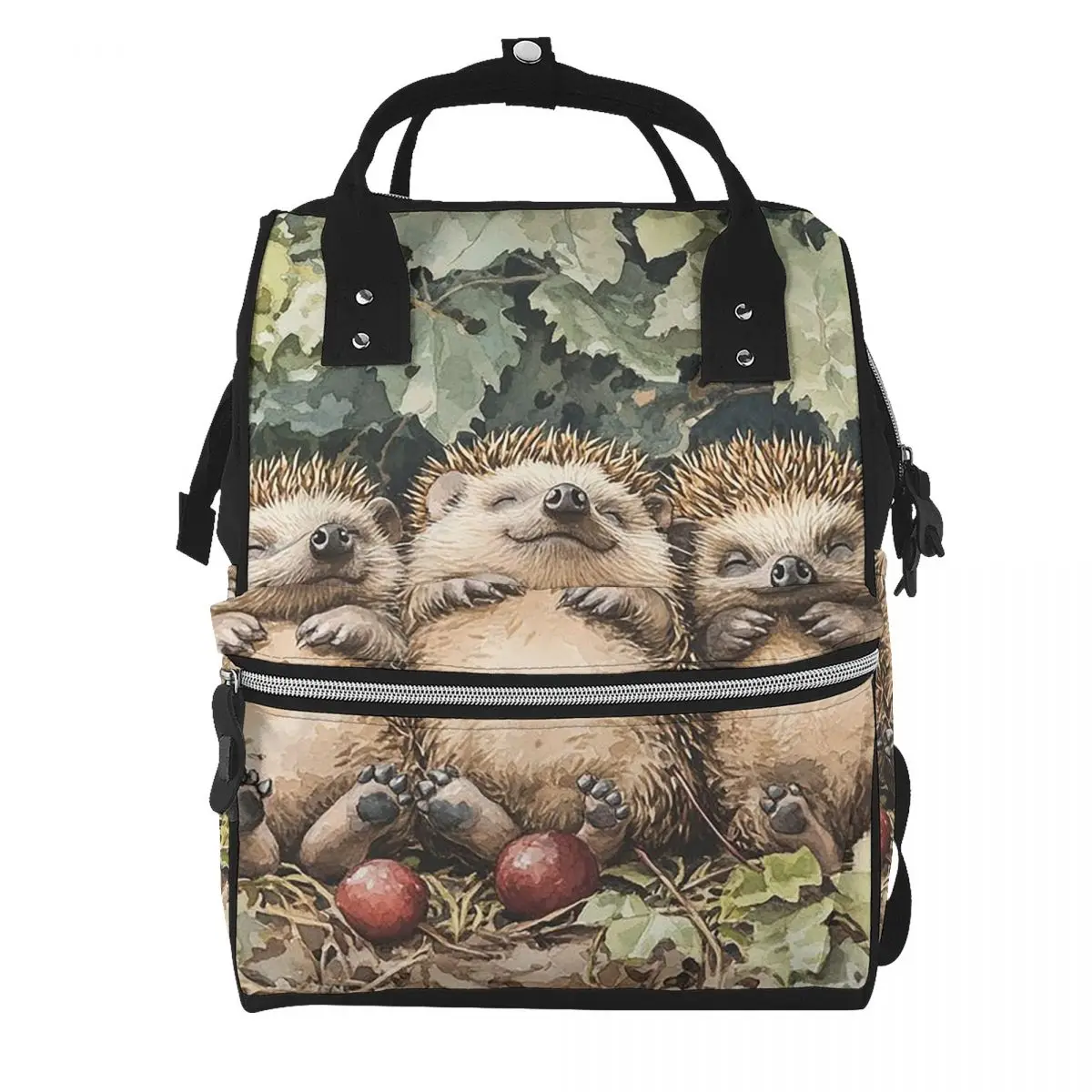 Hedgehogs Autumn Leaves Designed Student Backpack School Bag Hiking Travel Daypack for Men Women Bookbag Shoulder Bags