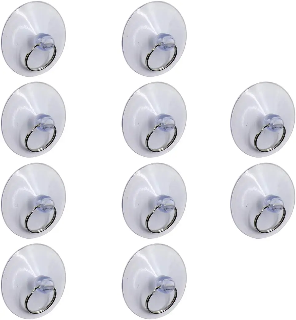 

10 Pack Suction Cups with Rings for Window Wreath Hanger, 2 Inch Clear Heavy Duty Suction Cup Hooks