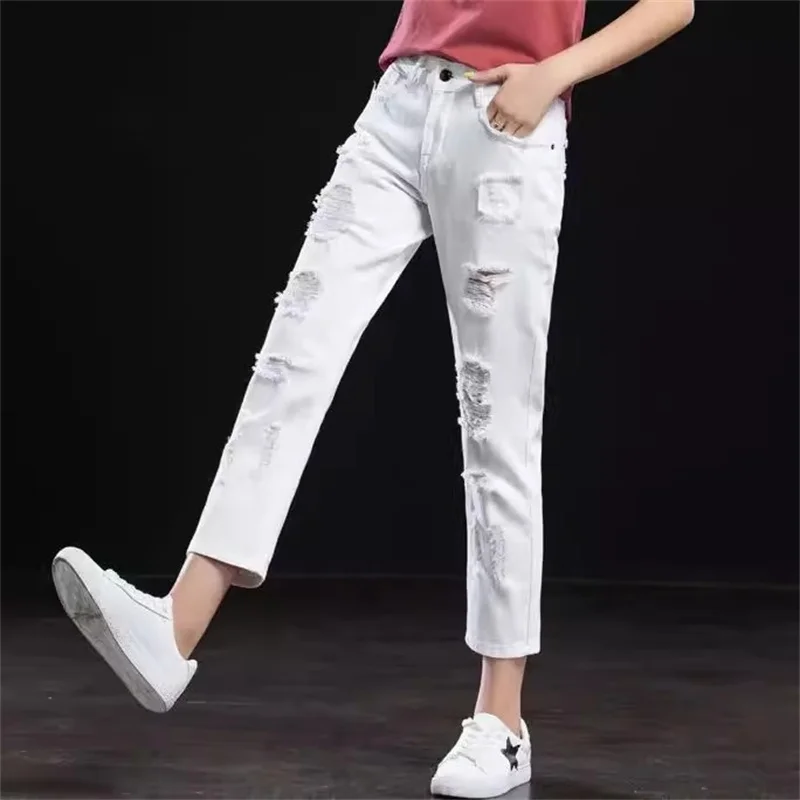 

Women's High Waist Distressed Jeans Spring/summer New Radish Pants, Loose Dad Pants, Harlan Pants, Women's Pants, Cropped Pants