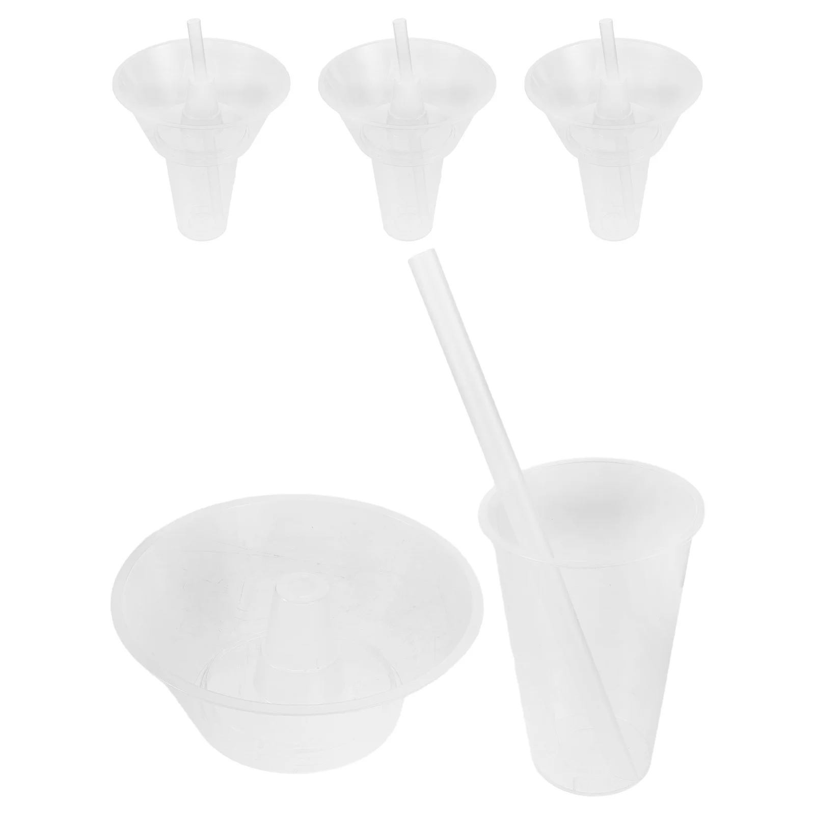 

4 set Transparent Plastic Cup Snack Bowl Set Reusable Cold Drink Ramen Fried Chicken Container Portable Travel Tumbler Hot Pot