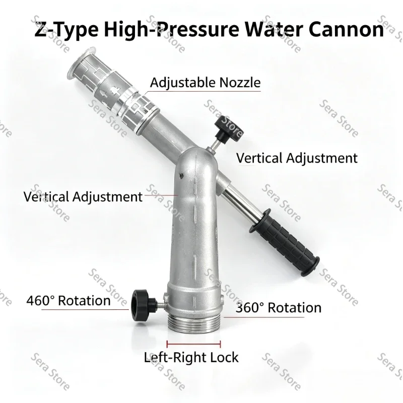 360 Degree Adjustable Z-Type High Pressure Water Cannon Spray Nozzle Multi Mode for Sprinkler Truck Green Irrigation Fire Use