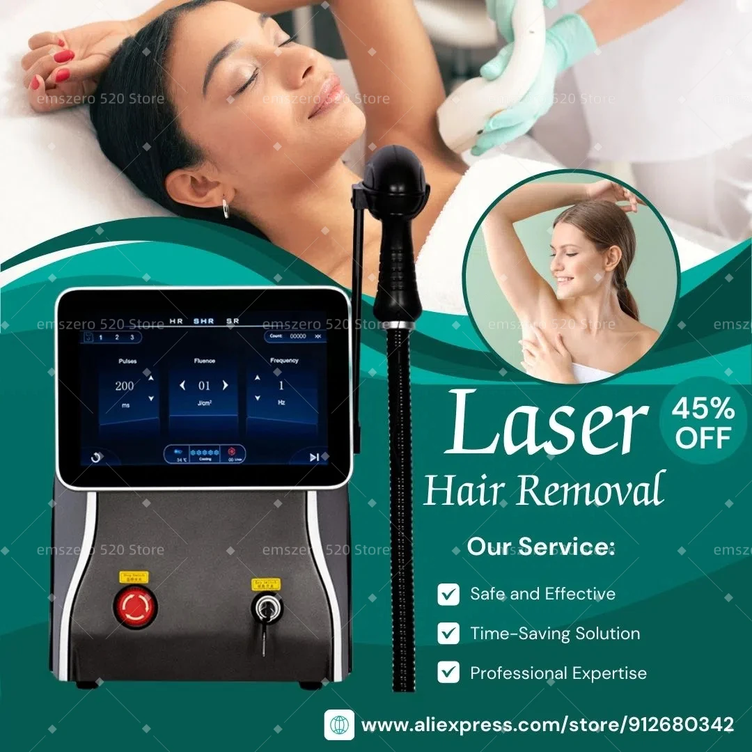 Professional 808nm Diode Laser Hair Removal Machine with 3-Wavelength Ice Cooling for Salon and Home Use