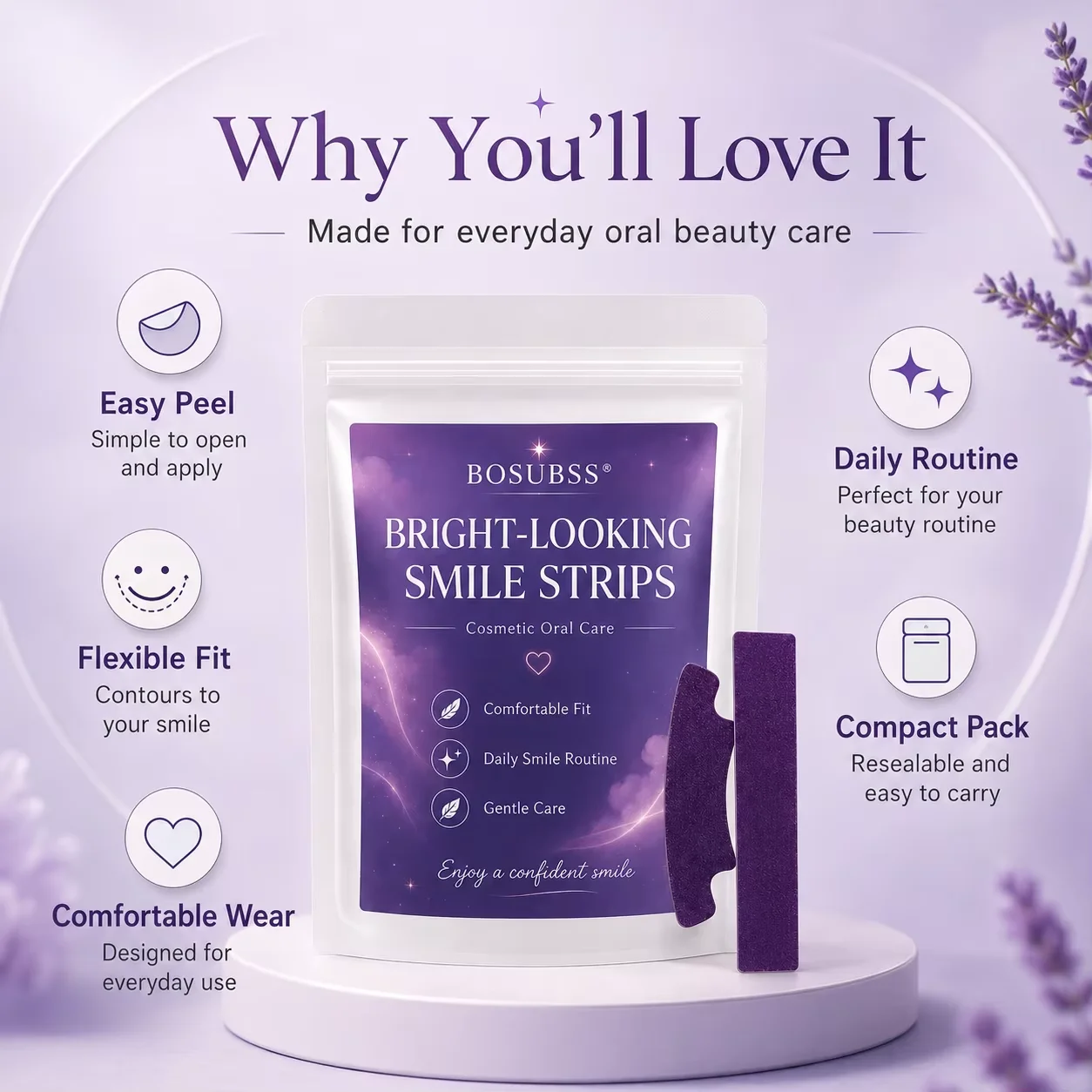 1 Paar Oral Beauty Strips, Daily Smile Patches, einfach zu verwendende Lächelnpflege-Streifen für die tägliche Anwendung zu Hause – Detail 3