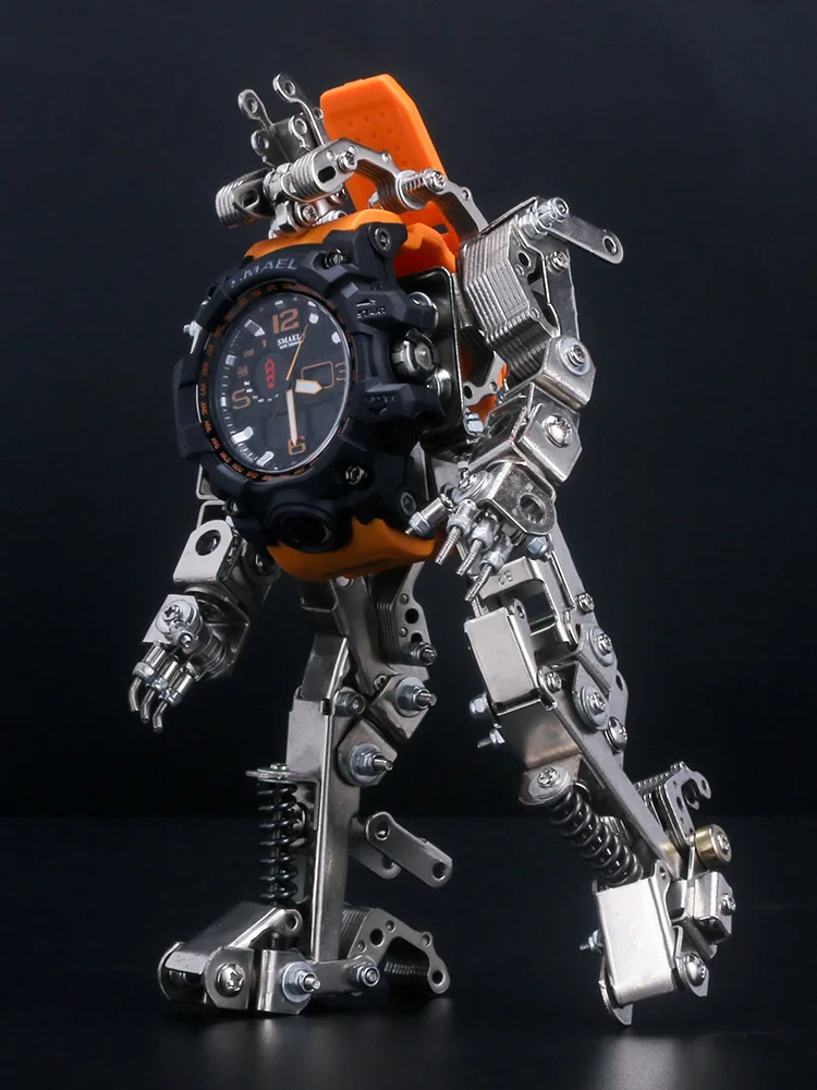 Mechanical Metal Model Assembly Creative Watch Stand 3D DIY Building Blocks Robot Handicraft Desktop Decoration Birthday Gift