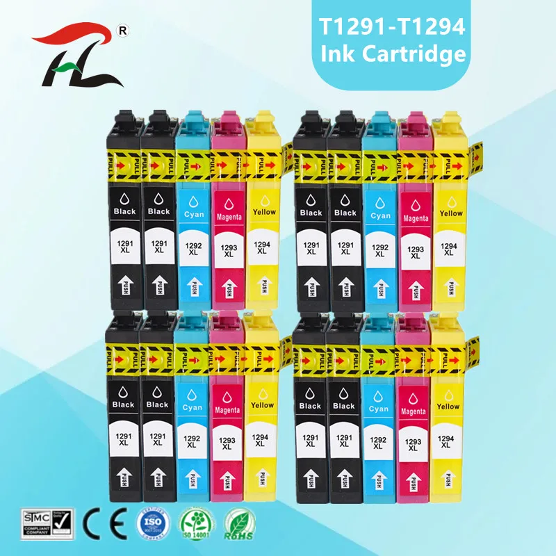 Compatible for Epson T1295 Ink Cartridge Replacement for T1291 T1292 T1293 T1294 SX435W SX235W WF-3520 WF-3540