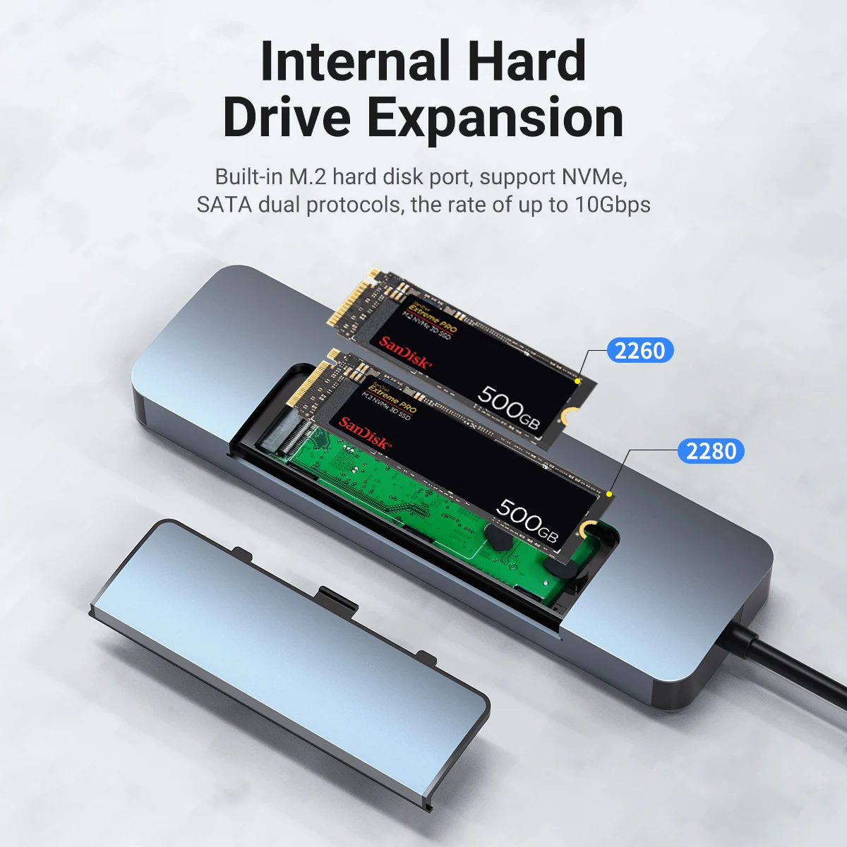 8 in 1 USB C HUB with M2 SSD Case M.2 NVMe SATA SSD Enclosure Adapter 4K Type C to HDMI Disk Docking Station for MacBook Laptop
