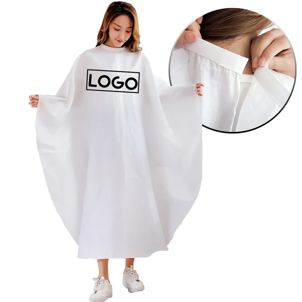 

Customized Logo Hair Cape Salon Hook & Loop Closure Hair Cutting Customer Cloth Apron Wrap Gown Robe Hairdressing Supplies 1683