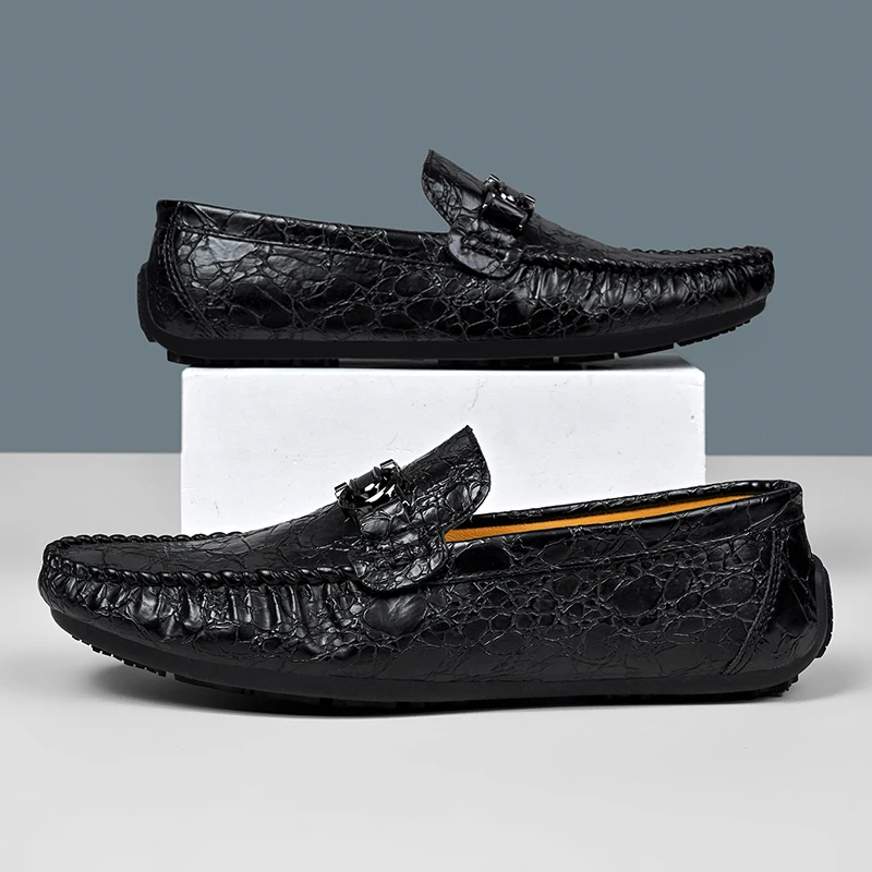 

Высококачественные мужские лоферы, прочные кожаные туфли для вождения с гибкой подошвой, подходят для путешествий, работы и повседневной носки