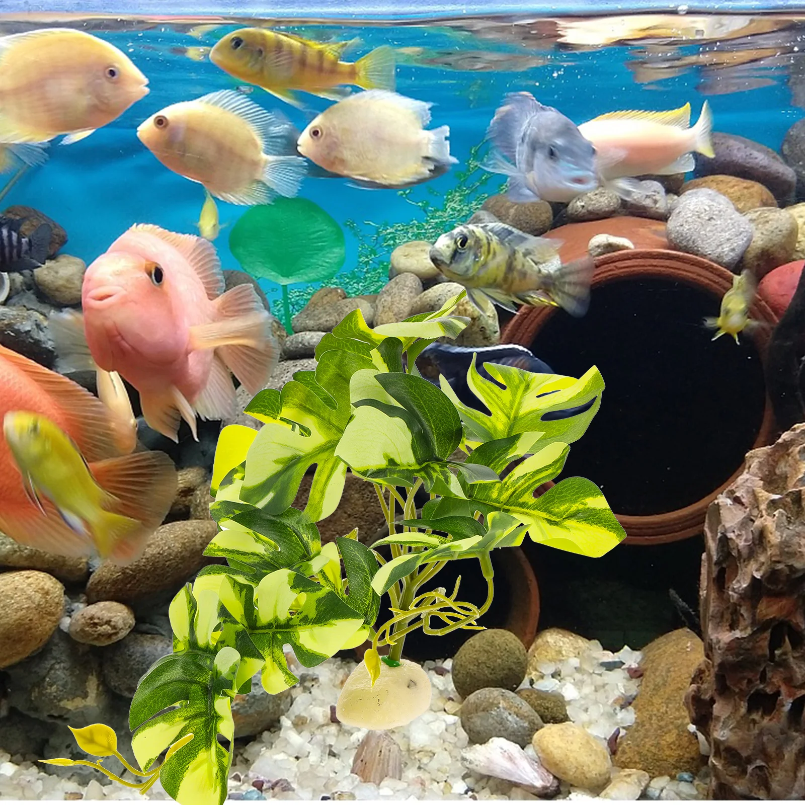 

Reptile Fake Plant Resin Material Bright Color Durable Safe Decorative Aquarium Terrarium Plant Ornament Fish Tank Decor