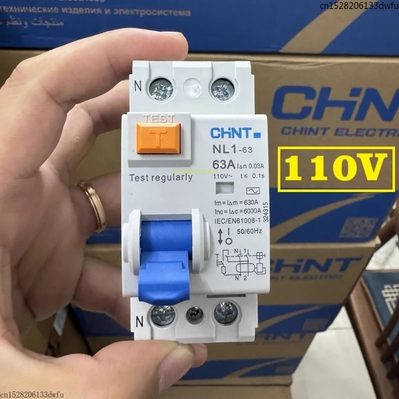 

CHINT 2P 110V RCBO Выключатель остаточного тока с защитой от перегрузки по току Магнитный термовыключатель Автоматический выключатель NL1-63 40A 63A