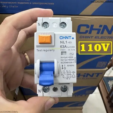 CHINT 2P 110V RCBO Interruttore di corrente residua con protezione da sovracorrente Interruttore termico magnetico Interruttore automatico NL1-63 40A 63A