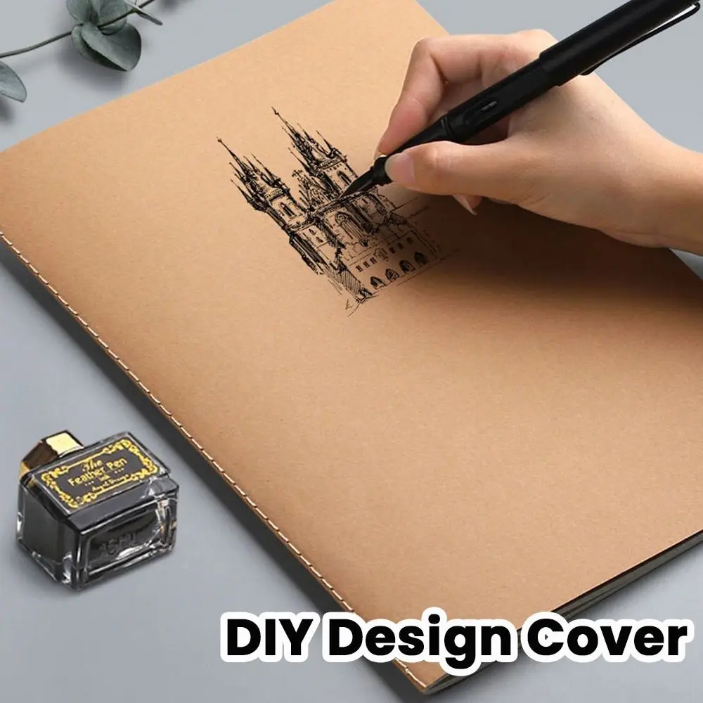 A4/B5 Kraft Cover Notebook Vintage Diary Book Grid/Lined Notepad Students Writing Book Portable Blank Sketchbook For School