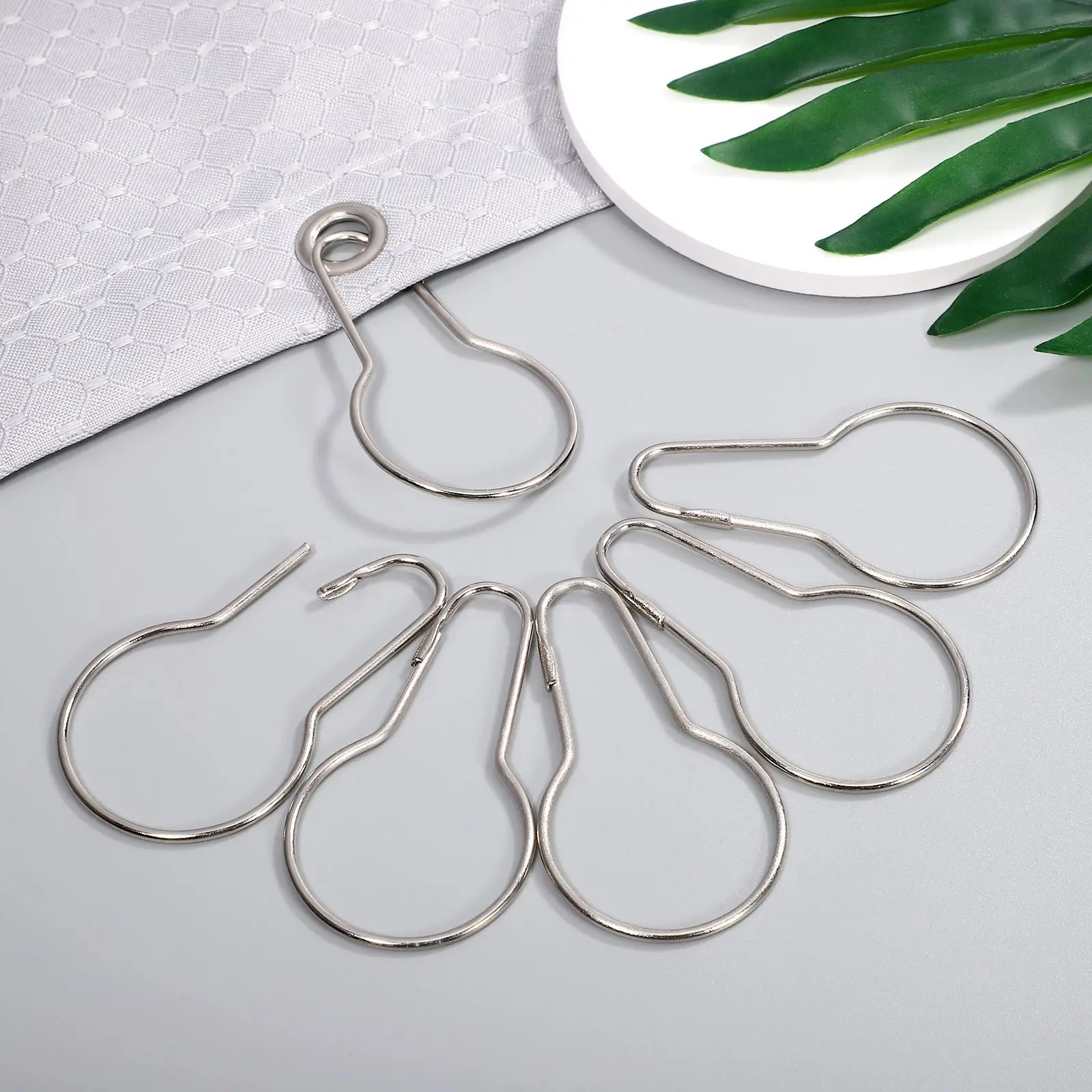 

20 Pcs Shower Curtain Hooks Silver Glide Roller Rustproof Bathroom Shower Rod Hanging Rings Gourd Shaped Curtain Buckles