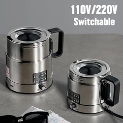 110V/220V Folding Electric Kettle Switchable Voltage Kettle Portable Travel Pot Adjustable Temperature 304 Stainless Steel Pot