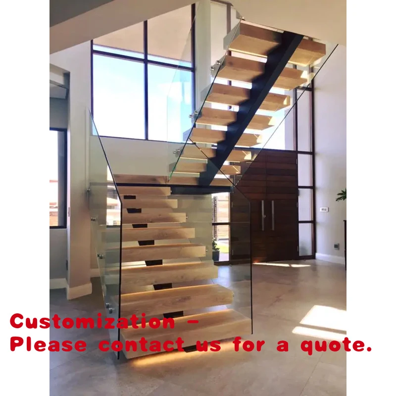 

custom.Mono Beam Straight Staircase Design With 4 Inches Oak Step
