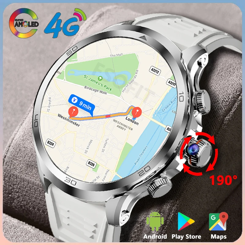 1.95-inch AMOLED Smart Watch 4G Net SIM Card Face Unlock Google Play Download APP Camera GPS WIFI NFC Call Android Smartwatch