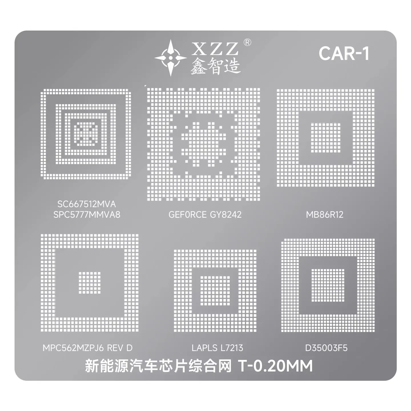 XZZ BGA Steel Template, Precision Automotive Mainboard Chip Reballing Stencil For Tesla & New Energy Car ECU Maintenance Repair