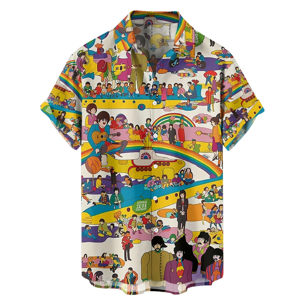 

2024 new original summer fun world leisure travel large size short sleeve shirt Hawaiian style digital print loose trend shirt