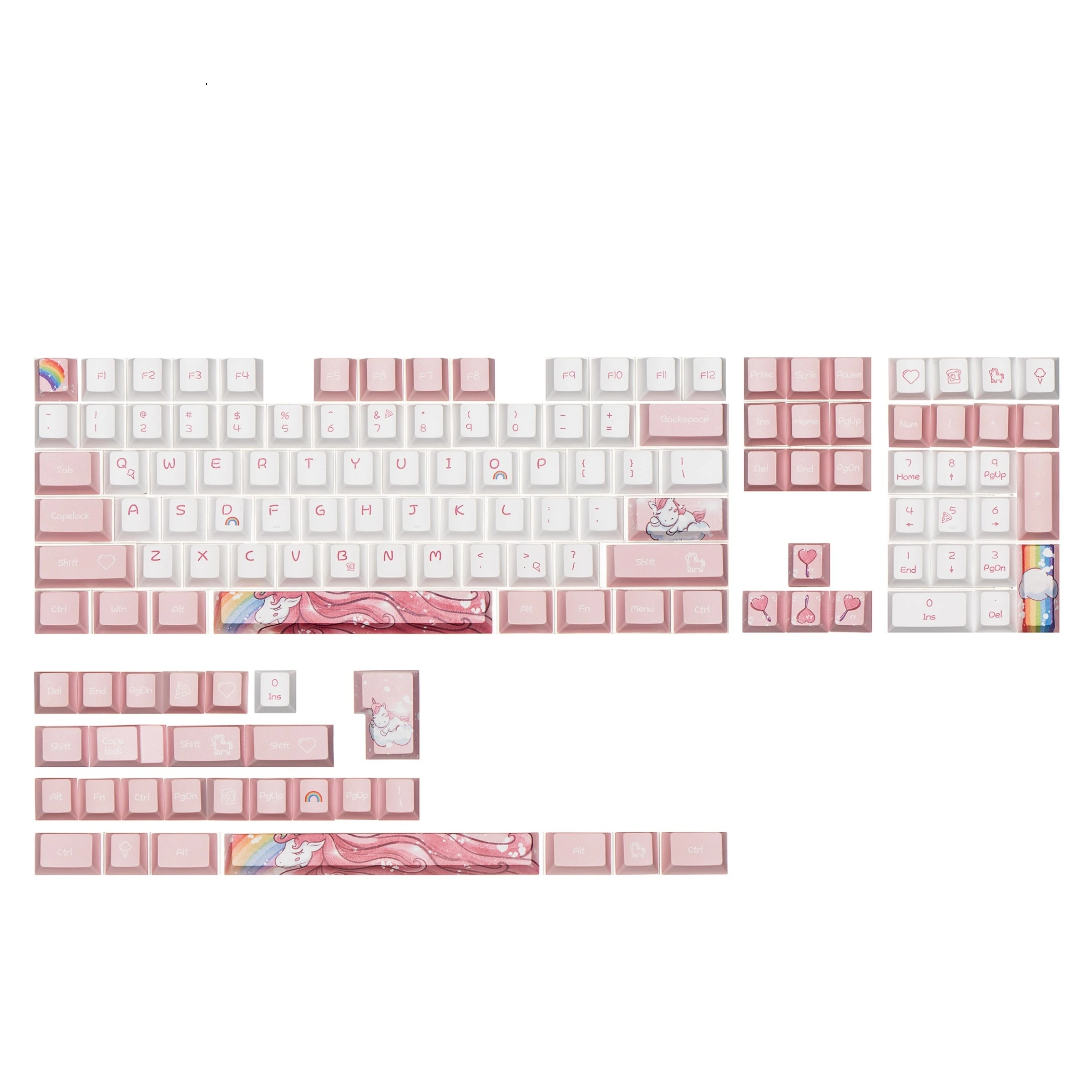 135 Keys/set Rainbow Pony Keycaps PBT Dye Sublimation Cute Horse Key Caps Cherry Profile Lightproof Keycap For MX Switch