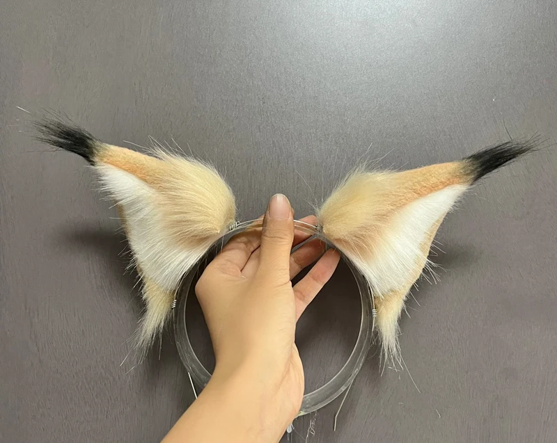 Handmade Anime Cosplay Prop Simulation Animals Beast Cat Wolf Fox Ear Hairhoop Headwear Halloween Christmas Game Party Cos