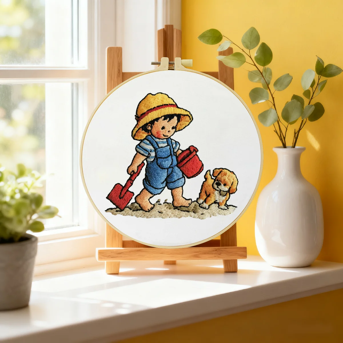 1 Stück 20x20 cm/15x15 cm 7,87/6,3 Zoll Stickerei-Starter-Set für Jungen, DIY-Kit, Stickerei-Set, Handarbeiten, Heimdekorations-Set für Anfänger – Detail 5