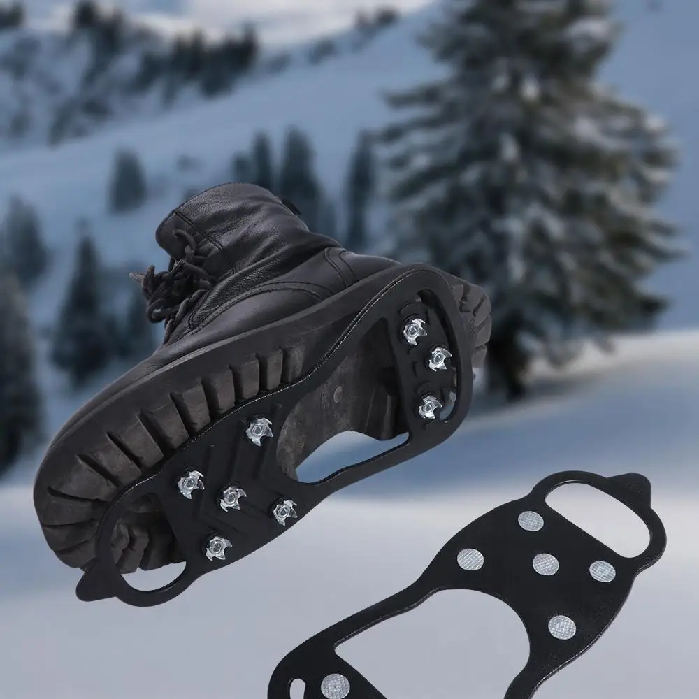 Tpe 8 Tooth Ice Snow Crampons Anti-Skid 8 Studs 8 Anti-Skid Ice Gripper Snow Spikes Shoe Spikes Grips Cleats Shoe Spikes Men
