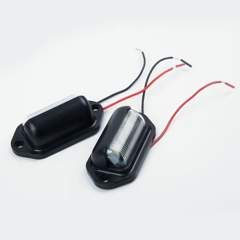 2 Lines License plate lights 2pcs Car Lamp Replacement Truck Waterproof IP65 10-30V 6 LED 66*33*25MM Practical