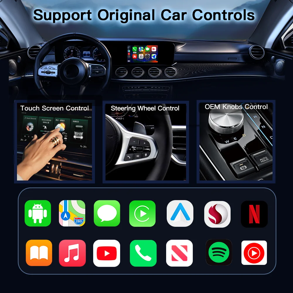 2024 Wireless Carplay Ai Box Android Auto Adapter Smart TV Car Intelligent System 2+ 16 For Netflix For YouTube For Benz Volvo