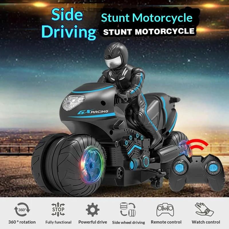 Gesture Sensing RC Stunt Motorcycle Light Wheels Remote Control Car 360° Rotating Electric Toy for Kids Boys Gift
