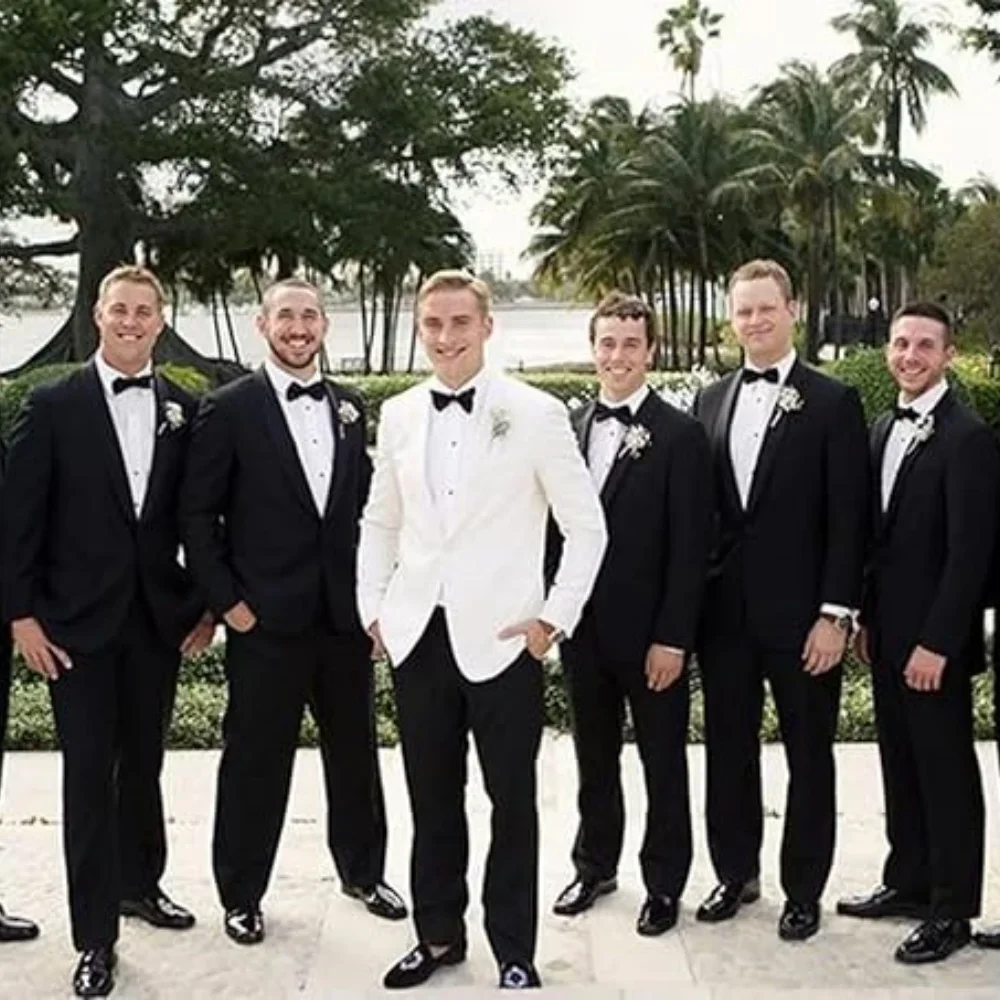 

2 Piece Formal Wedding/Business Men Suits High Quality Black/Gray/White Fashion Blazer Pants Slim Fit Groom Party Tuxedos