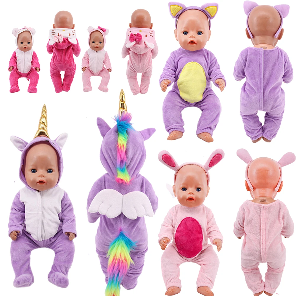 Hot Jumpsuit Jumpsuit + Faux Curly Hair Fit 18 Inch 43cm Baby Birth Doll Clothes Jumpsuit Set Holiday Gift Baby Birthday