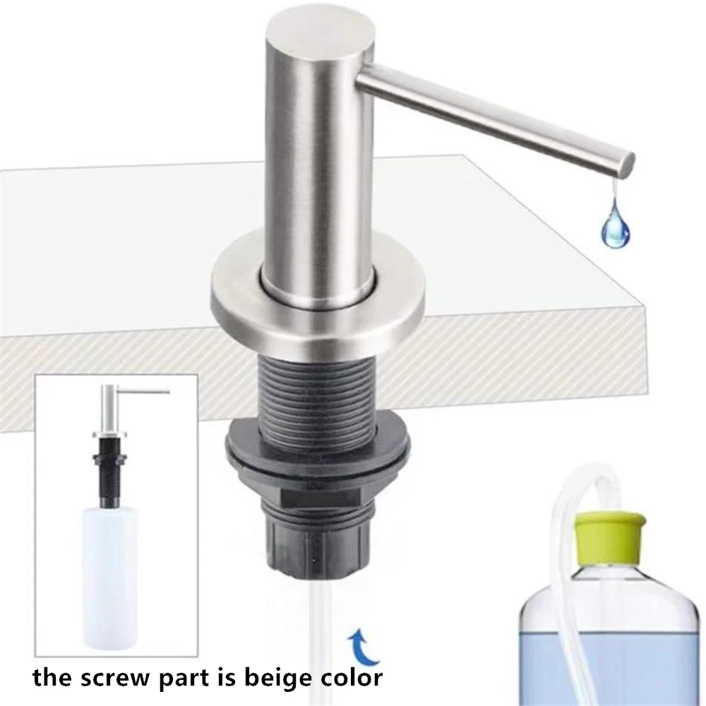 

Stainless Steel Sink Soap Dispenser Built-in Design Kitchen Liquid Soap Dispenser Pump Head Hand Press Detergent Dispenser Black