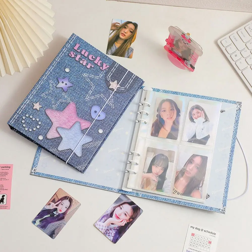 Inner Page A5 Binder Photocard Holder Loose Leaf Photo Card Holder Photo Album Binder Album Cover Denim Pattern