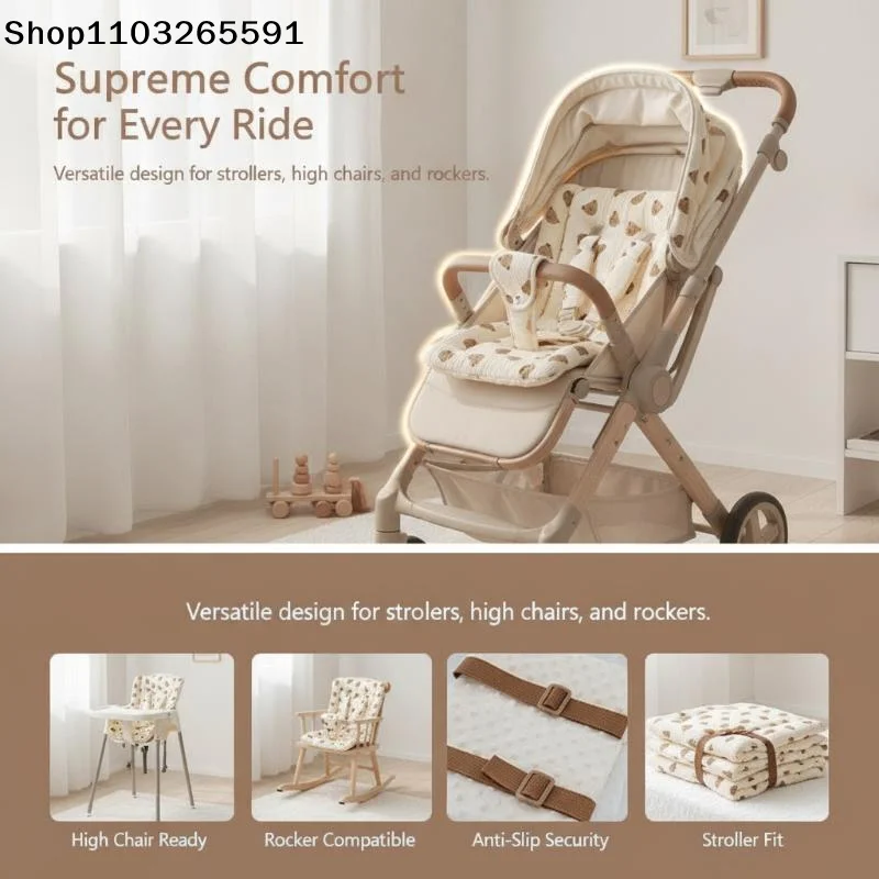 Baby Stroller Cushion Pad Four Seasons Universal Breathable Stroller Mat Pure Cotton Baby Mattress