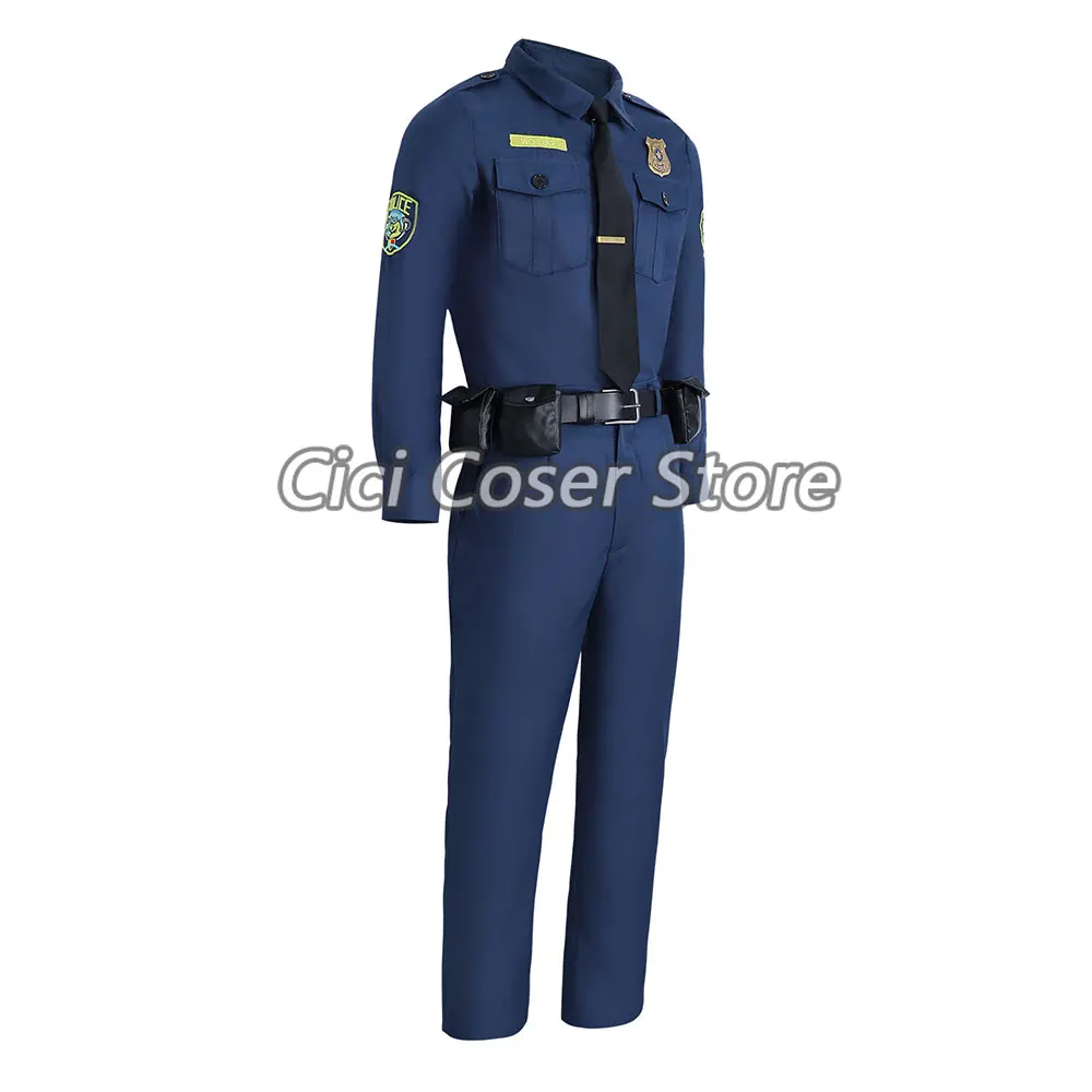 Disfraz de película Zoo Judy Nick, uniforme de policía, cola de orejas de zorro, diadema de conejo, traje de fiesta de Halloween para hombres y mujeres, mono para adultos