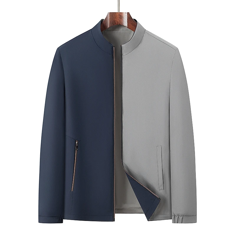 

This double-sided stand-up collar men's spring and autumn thin casual jacket is a perfect match for fathers and business