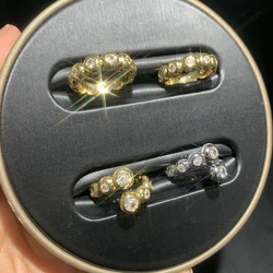 Medieval style Round Ball Finger Rings for Women Paved White Cubic Zirconia Gold Platinum Plated Color Anillos Mujer for Party