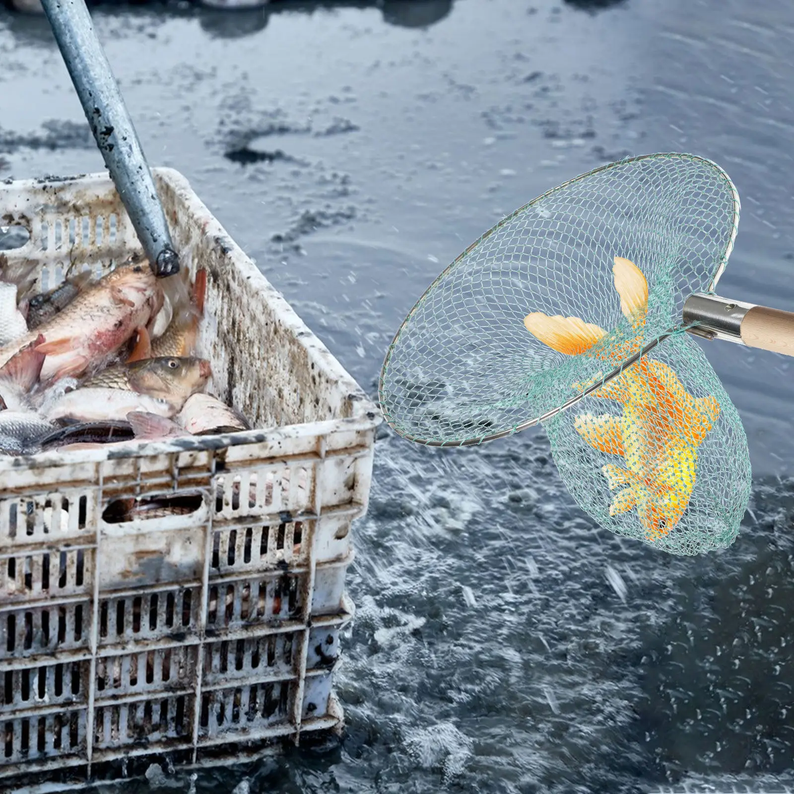 

1 шт. 25 см Сачок для рыбалки из нержавеющей стали, компактный портативный дизайн, для пресной и соленой воды, ручной сачок для ловли рыбы